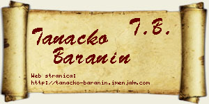 Tanacko Baranin vizit kartica